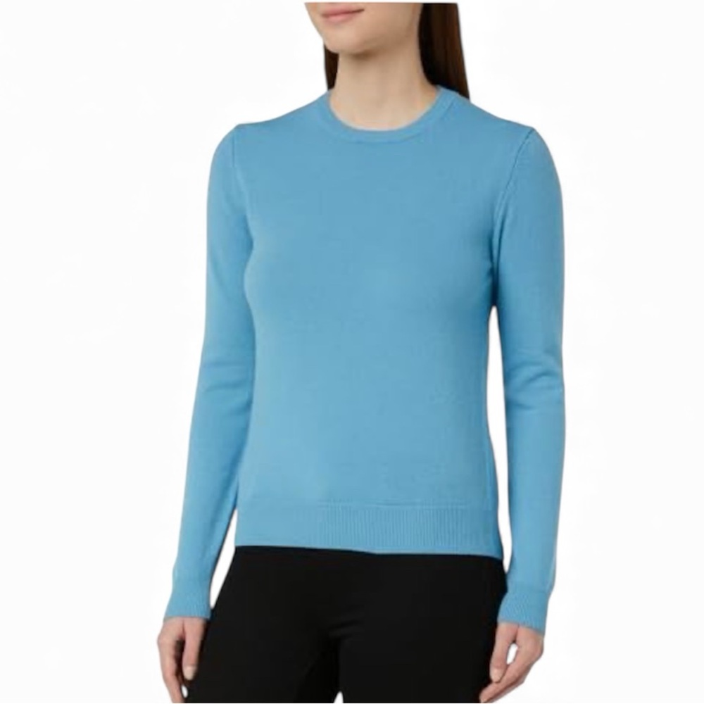 United Colors of Benetton Blue Crewneck Pure Italian Merino Wool Sweater Minimal
